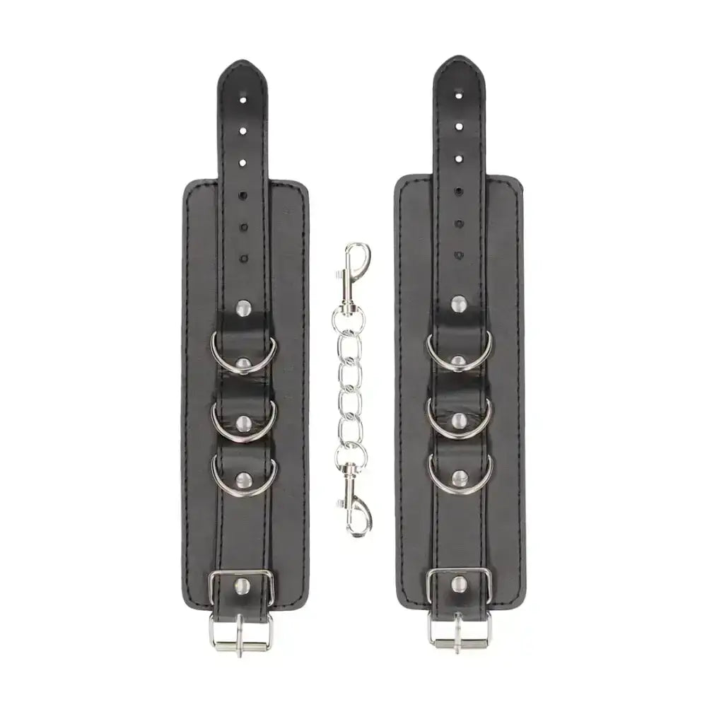 SHOTS Ouch! Leather Cuffs Black adjustable straps with strong fastening for customizable fit and control Singapore