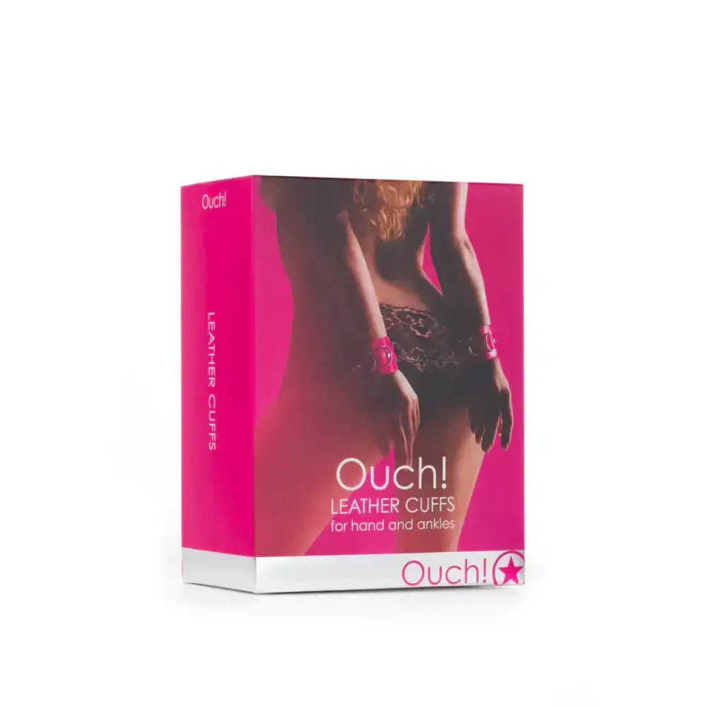 SHOTS Ouch! Leather Cuffs Rose Red durable metal buckles ensure reliable locking and safe adult use Singapore