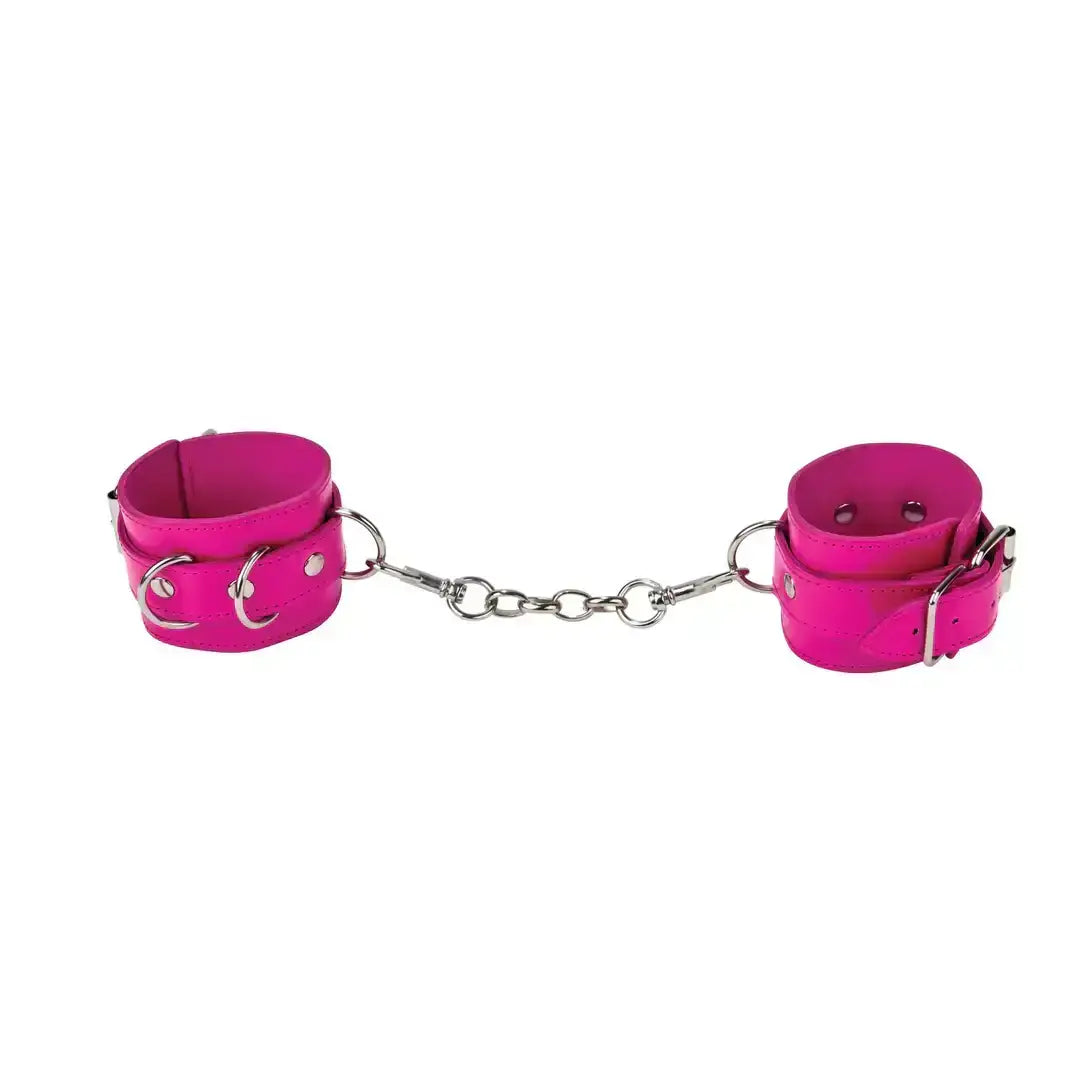 SHOTS Ouch! Leather Cuffs Rose Red customizable straps provide secure fit and controlled restraint experience Singapore