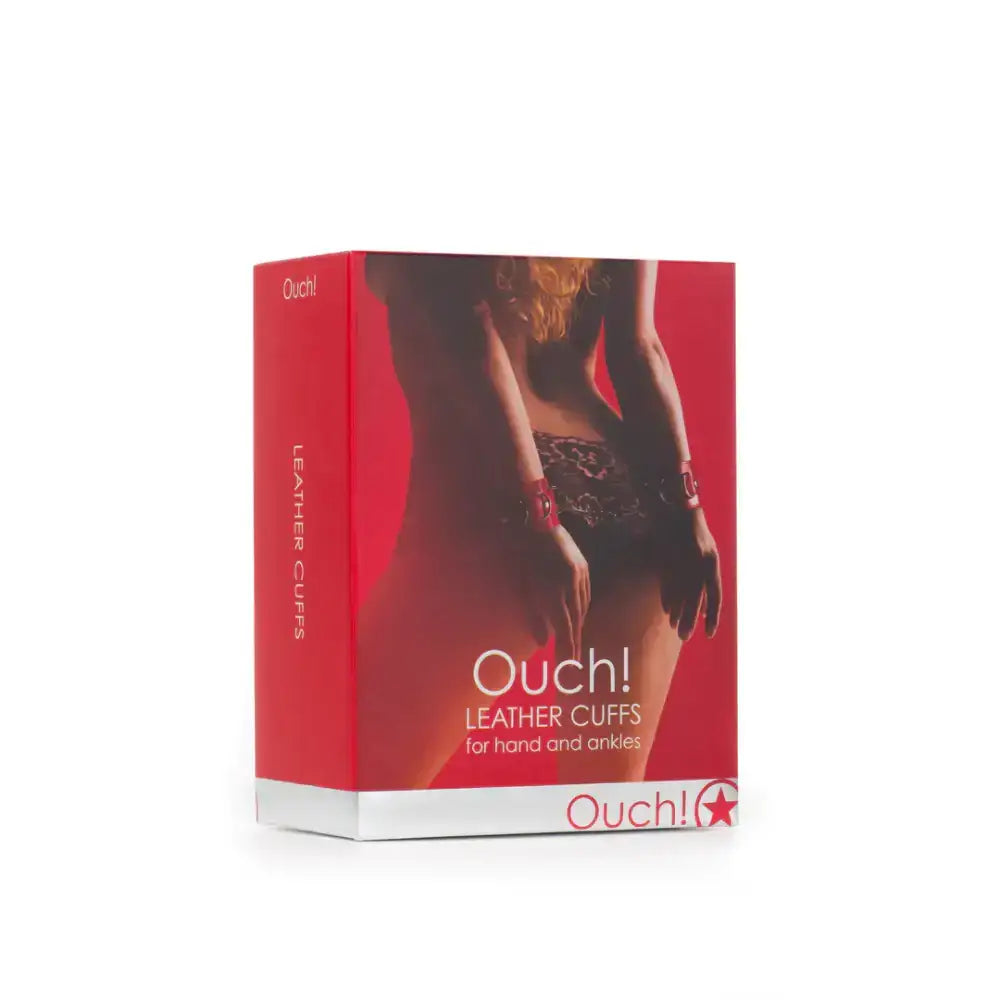 SHOTS Ouch! Leather Cuffs Red heavy-duty metal buckles for reliable locking and safe restraint Singapore