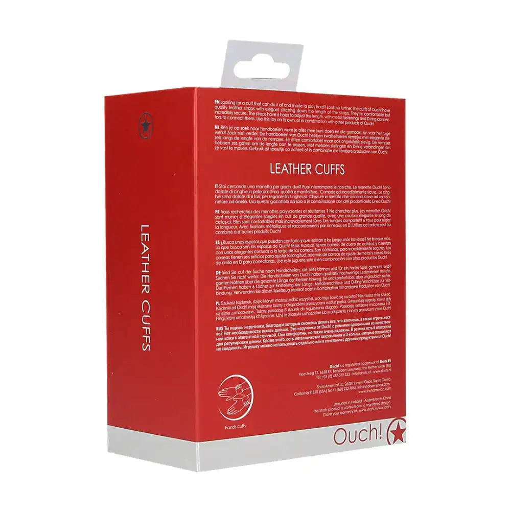 SHOTS Ouch! Leather Cuffs Red vibrant red leather design for stylish and visually appealing adult use Singapore
