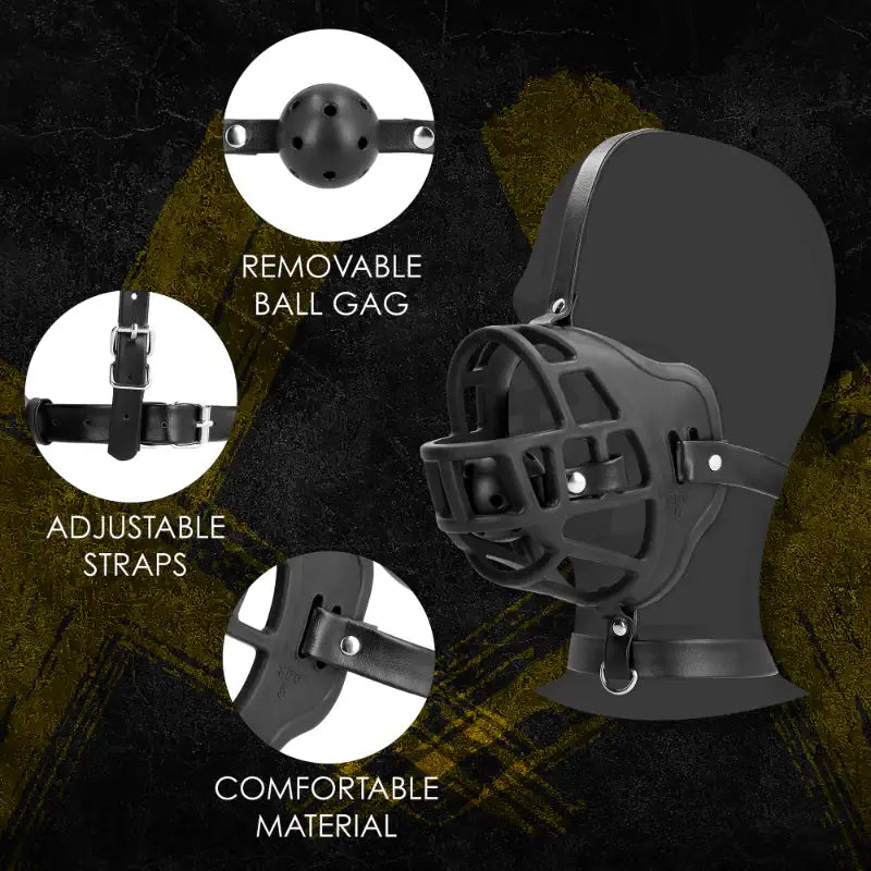 SHOTS Ouch! Muzzle with Removable Ball Gag Black high-quality material ensures secure and comfortable wearable adult control Singapore