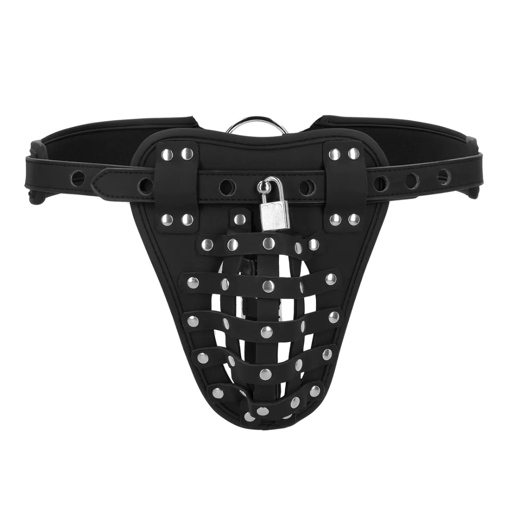 SHOTS - PU Leather Chastity Jock