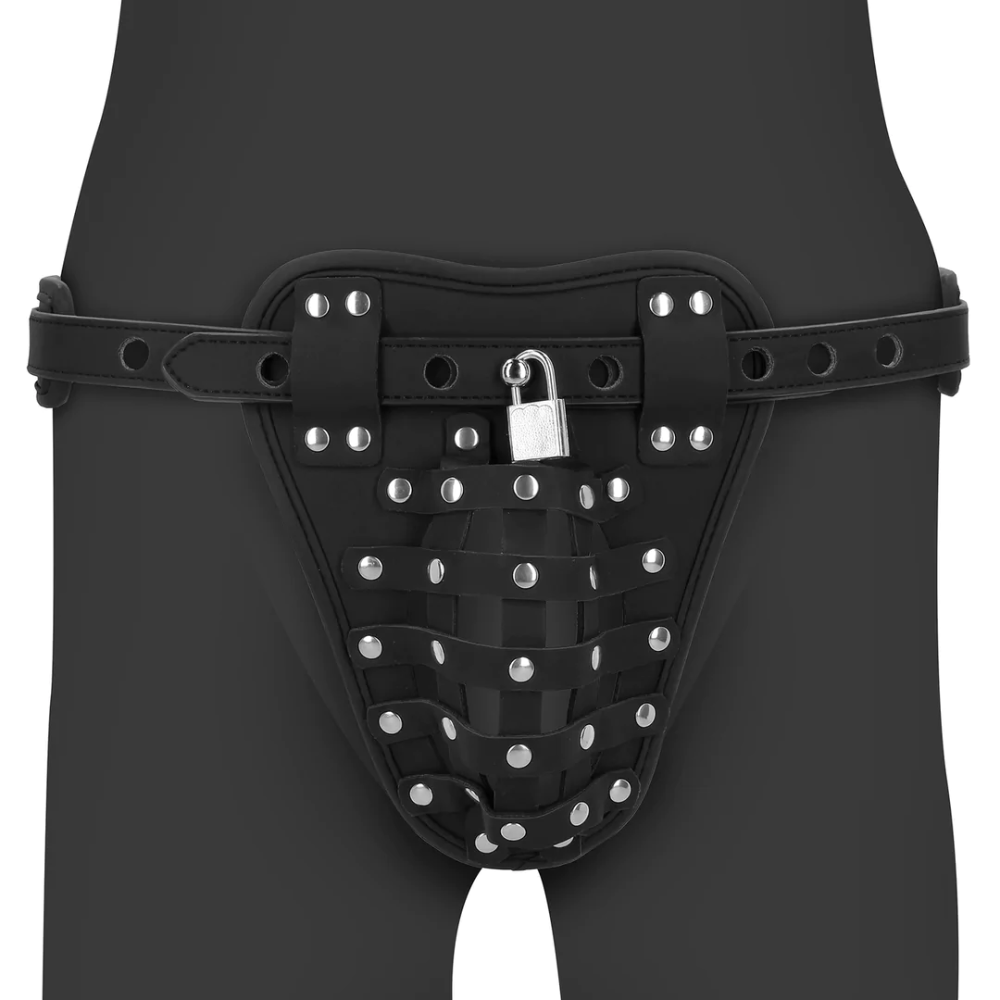 SHOTS - PU Leather Chastity Jock