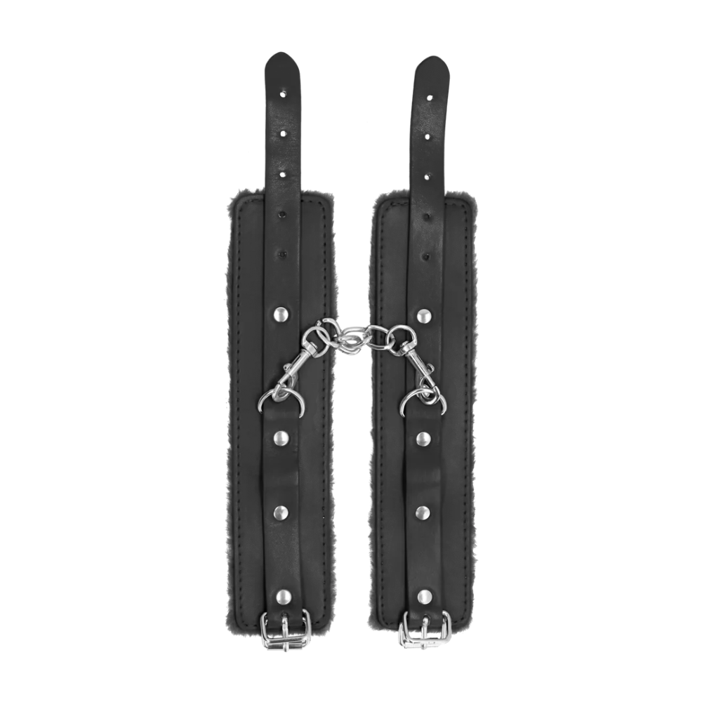 SHOTS - Plush Leather Handcuffs - Black