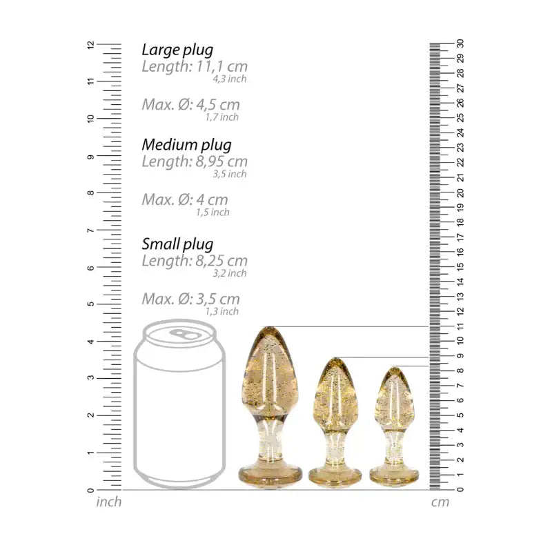 SHOTS Ouch! Acrylic Butt Plug Set Gold Ergonomic flared base for secure handling and comfortable wear during extended sessions Singapore