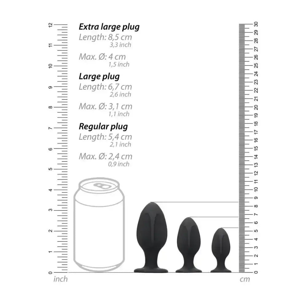 SHOTS Ouch! Diamond Shape Butt Plug Set durable smooth silicone material for safe and hygienic use Singapore