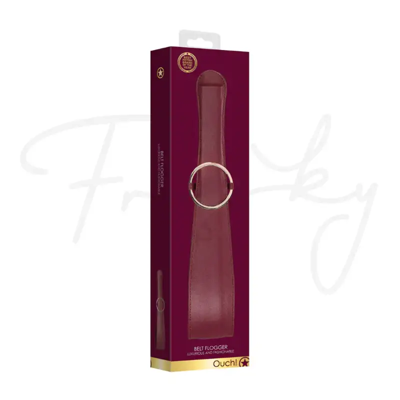SHOTS Ouch! Belt Flogger Burgundy professional-quality whip for beginners and advanced users Singapore