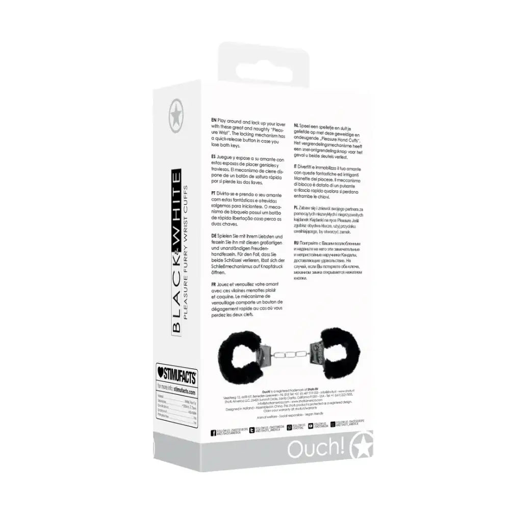 SHOTS Ouch! Beginner's Furry Hand Cuffs versatile adult accessory for safe restraint, roleplay, and intimate experimentation Singapore