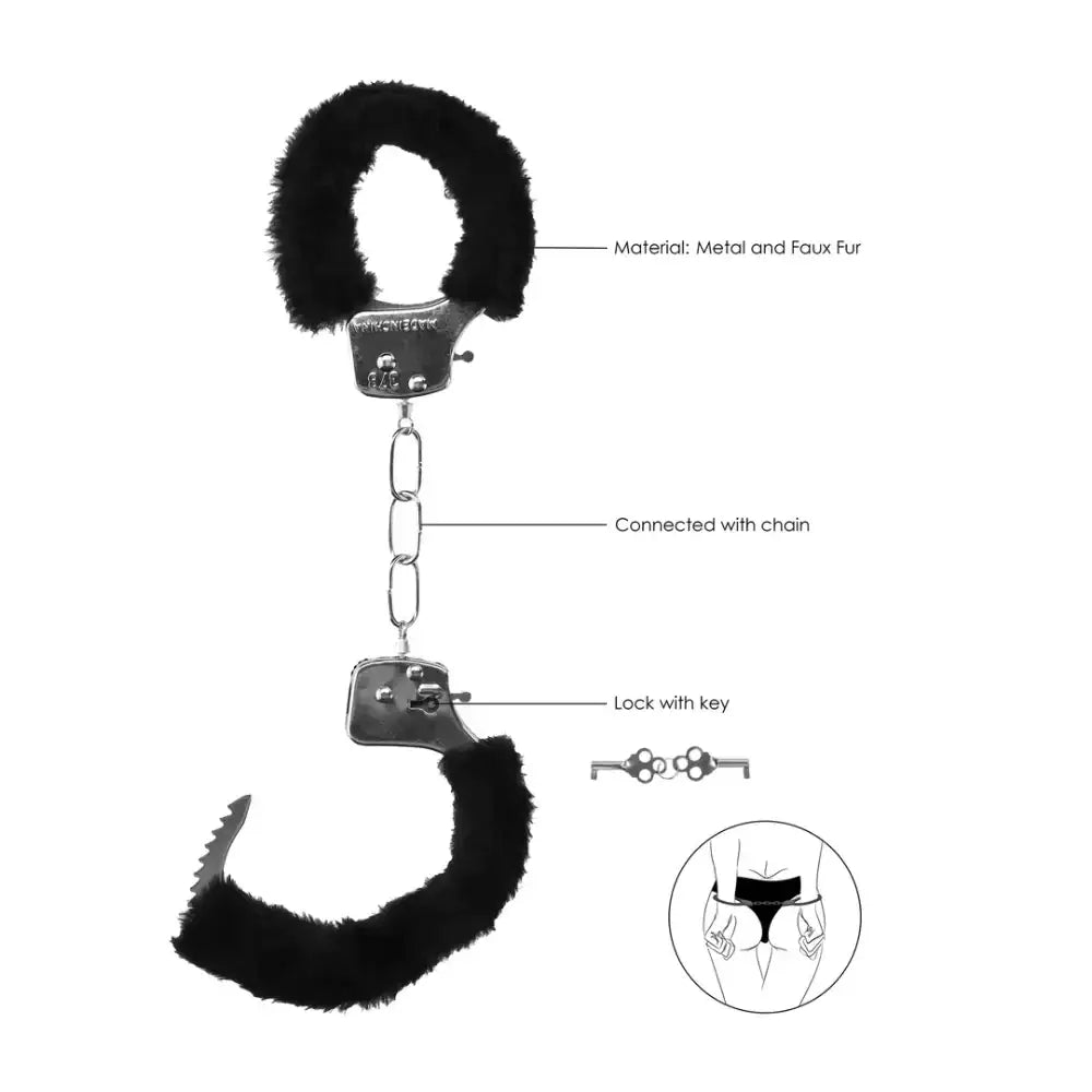 SHOTS Ouch! Beginner's Furry Hand Cuffs stylish furry design perfect for roleplay, sensory exploration, and intimate bonding Singapore