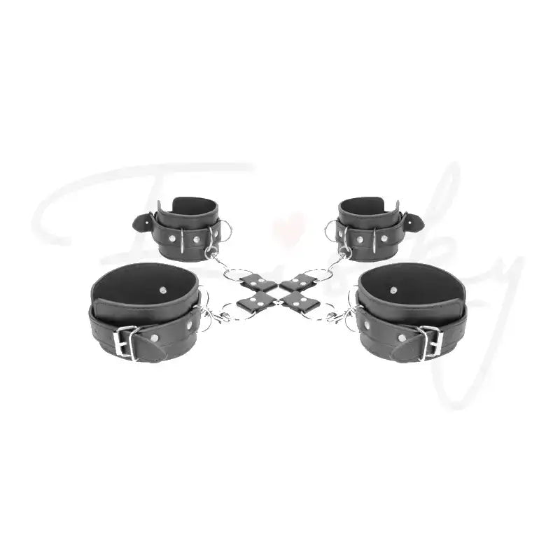 SHOTS Ouch! Bonded Leather Hogtie with Hand and Ankle Cuffs black wearable full body restraint suitable for solo or partner use Singapore