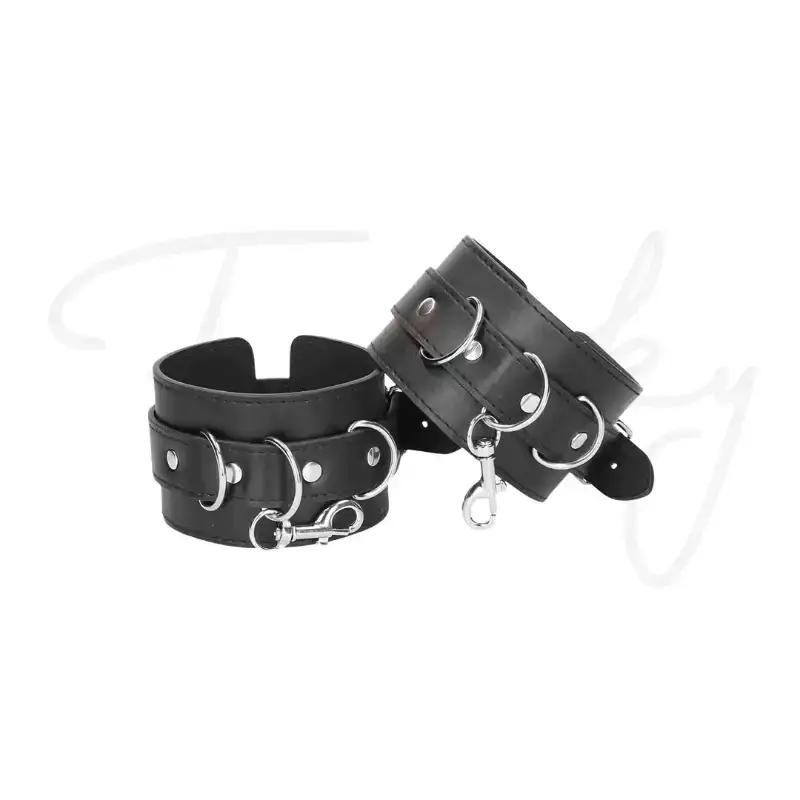 SHOTS Ouch! Bonded Leather Hogtie with Hand and Ankle Cuffs black compact design for convenient storage and discreet use Singapore