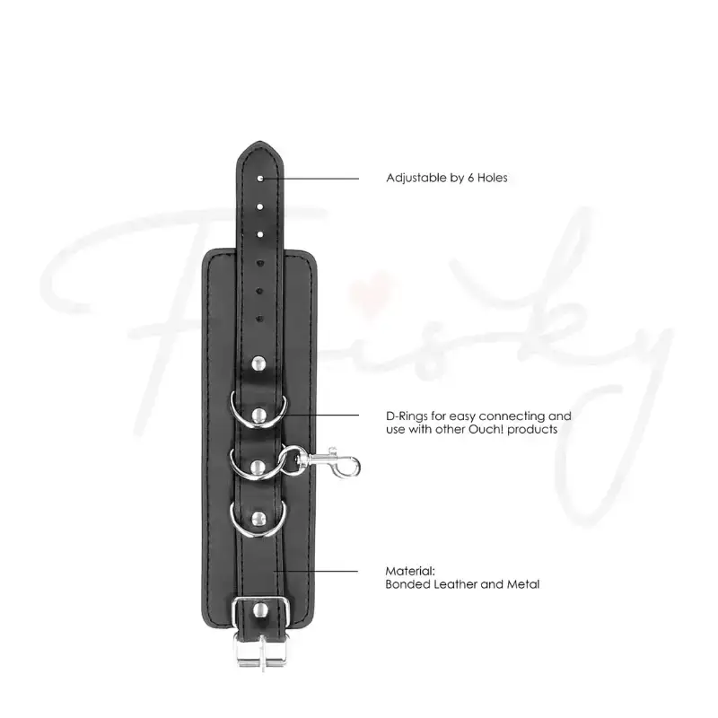 SHOTS Ouch! Bonded Leather Hogtie with Hand and Ankle Cuffs black versatile restraint system compatible with additional bondage accessories Singapore