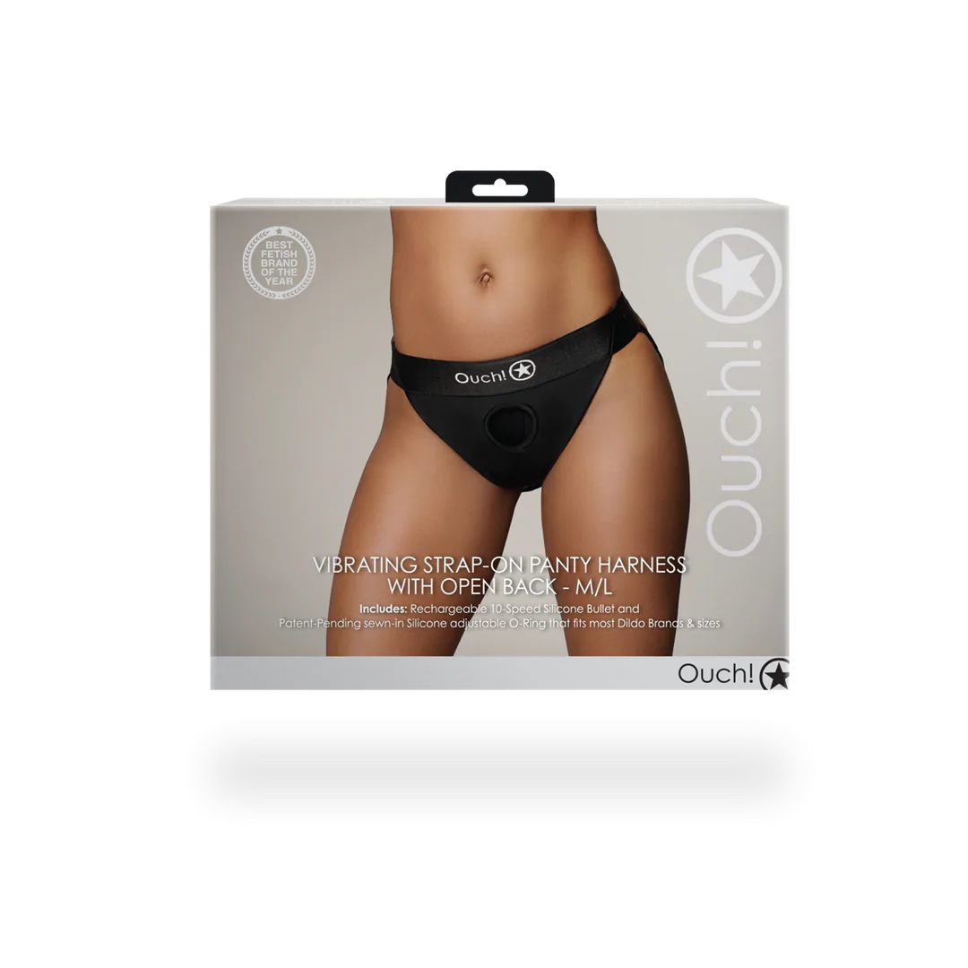 SHOTS - Vibrating Strap-on Panty Harness with Open Back