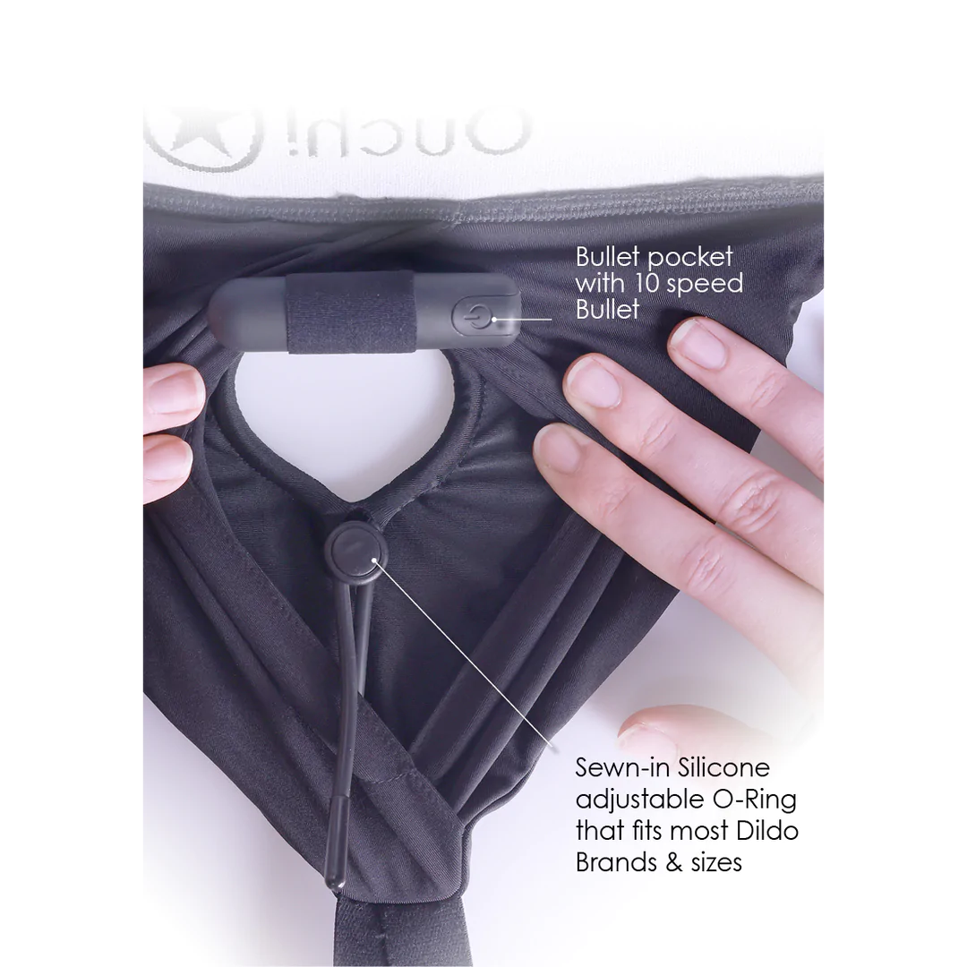 SHOTS - Vibrating Strap-on Panty Harness with Open Back