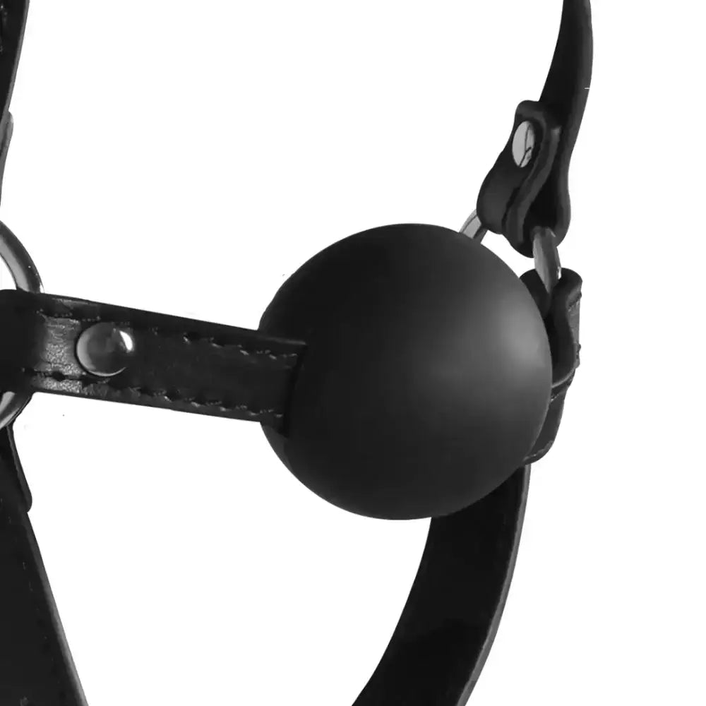 SHOTS Ouch! Blindfolded Head Harness with Solid Ball Gag premium material construction with fully adjustable straps for safe and immersive experiences Singapore