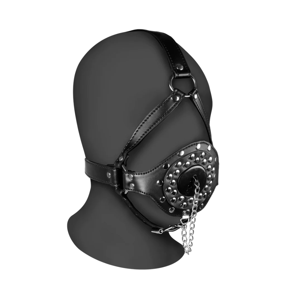 SHOTS - Open Mouth Gag Head Harness with Plug Stopper