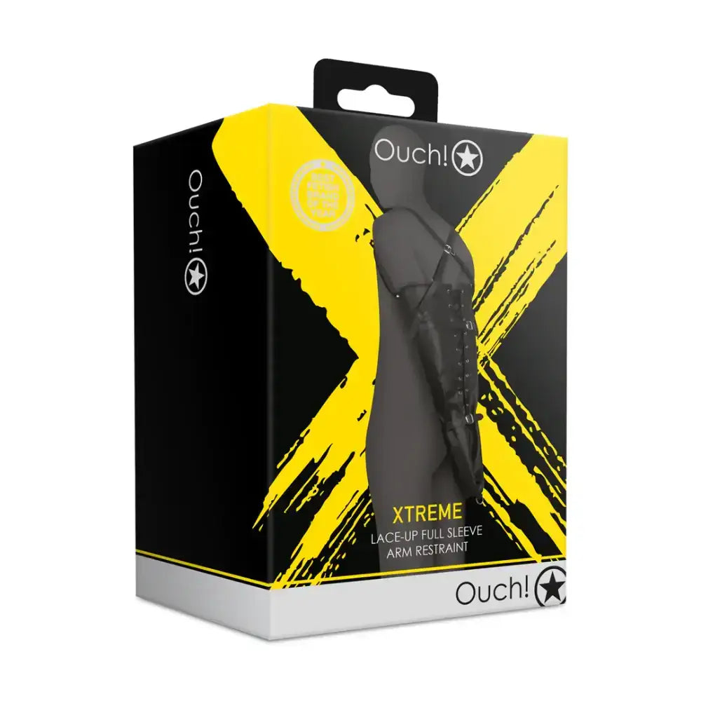 SHOTS Ouch! Lace-up Full Sleeve Arm Restraint durable lace-up design ensures reliable fit and restraint Singapore