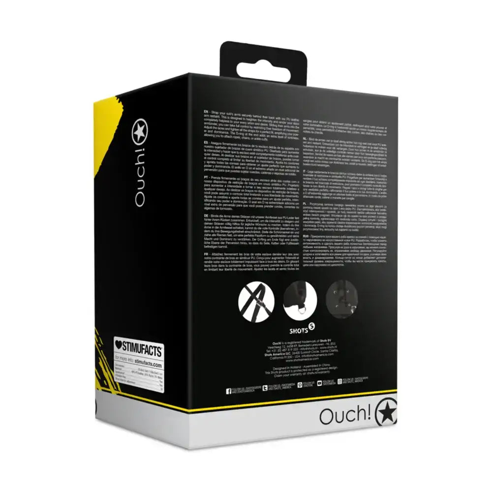 SHOTS Ouch! Lace-up Full Sleeve Arm Restraint stylish black sleeve for visually appealing intimate adult use Singapore