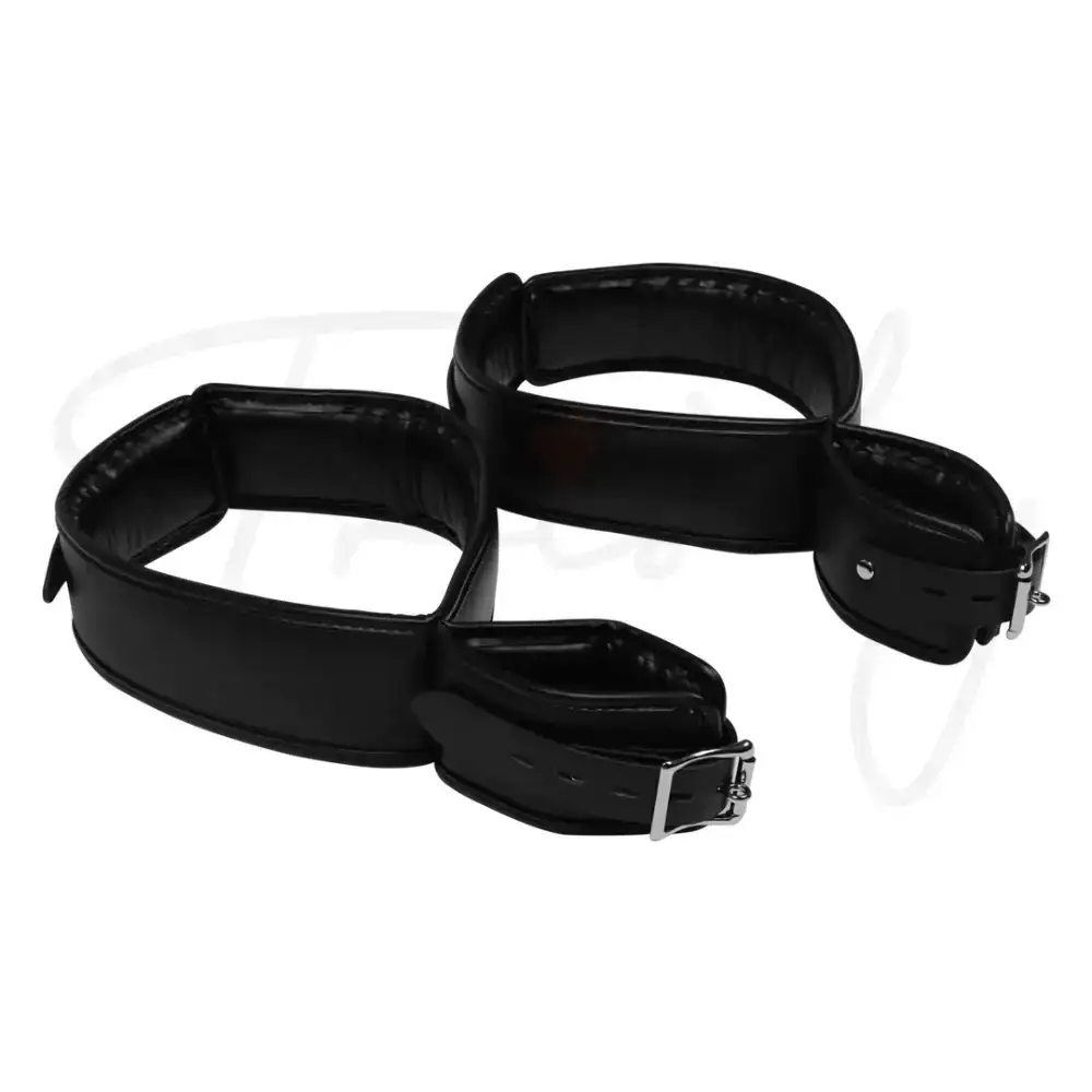 SHOTS Ouch! Hand and Thigh Cuffs Set black wearable cuffs for versatile positioning and controlled restraint Singapore