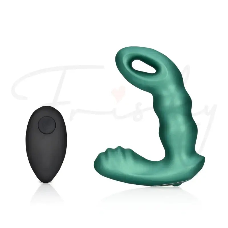 SHOTS Ouch! Beaded Vibrating Prostate Massager with Remote Control metallic green ergonomic handle for easy control during use Singapore