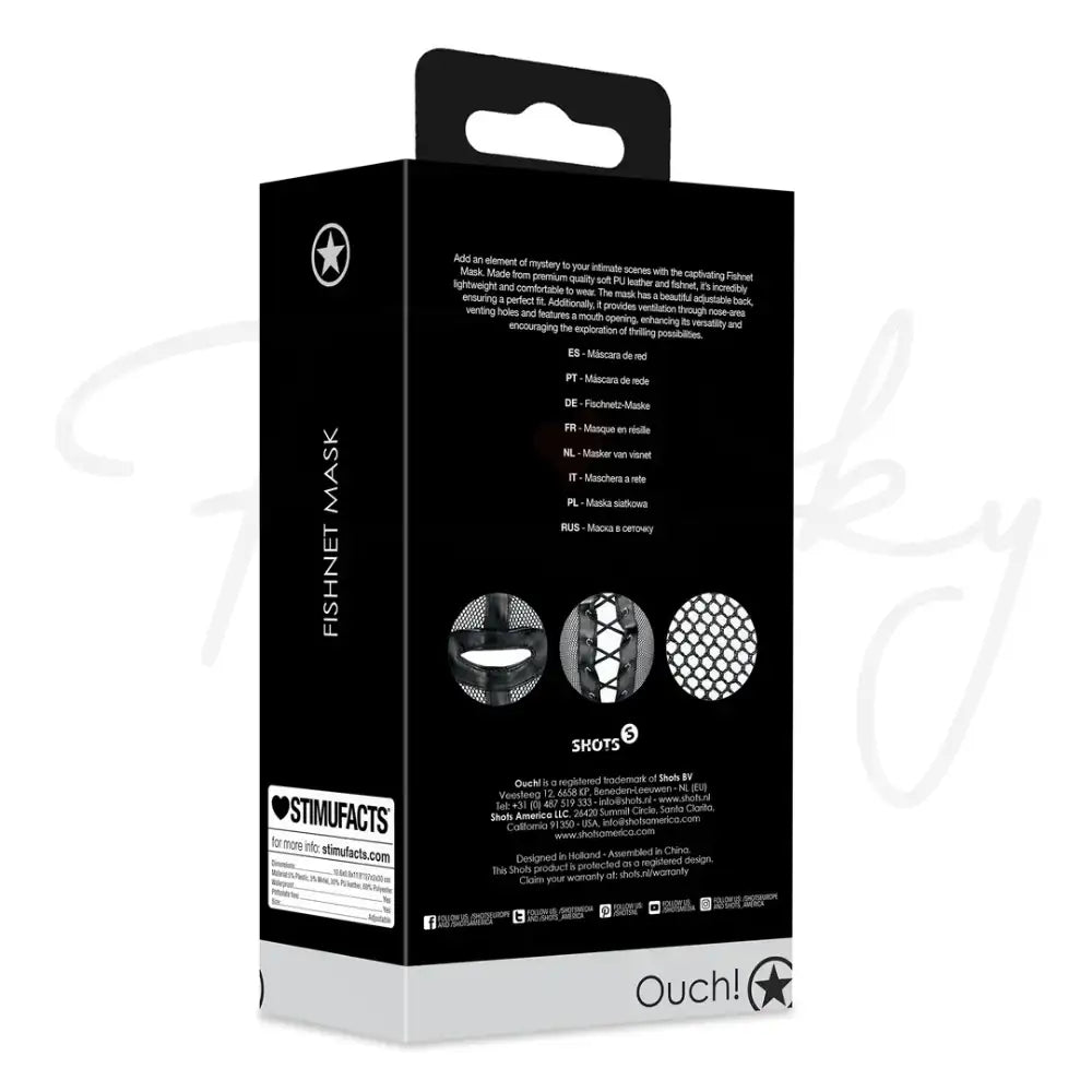 SHOTS Ouch! Fishnet Mask black lightweight breathable mesh for comfortable extended wear in intimate settings Singapore