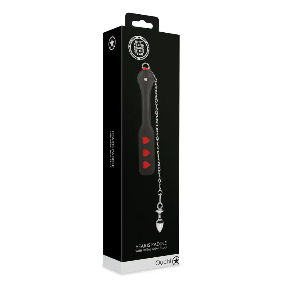 SHOTS Ouch! Hearts Paddle with Metal Anal Plug stylish heart design for visually appealing adult toy Singapore