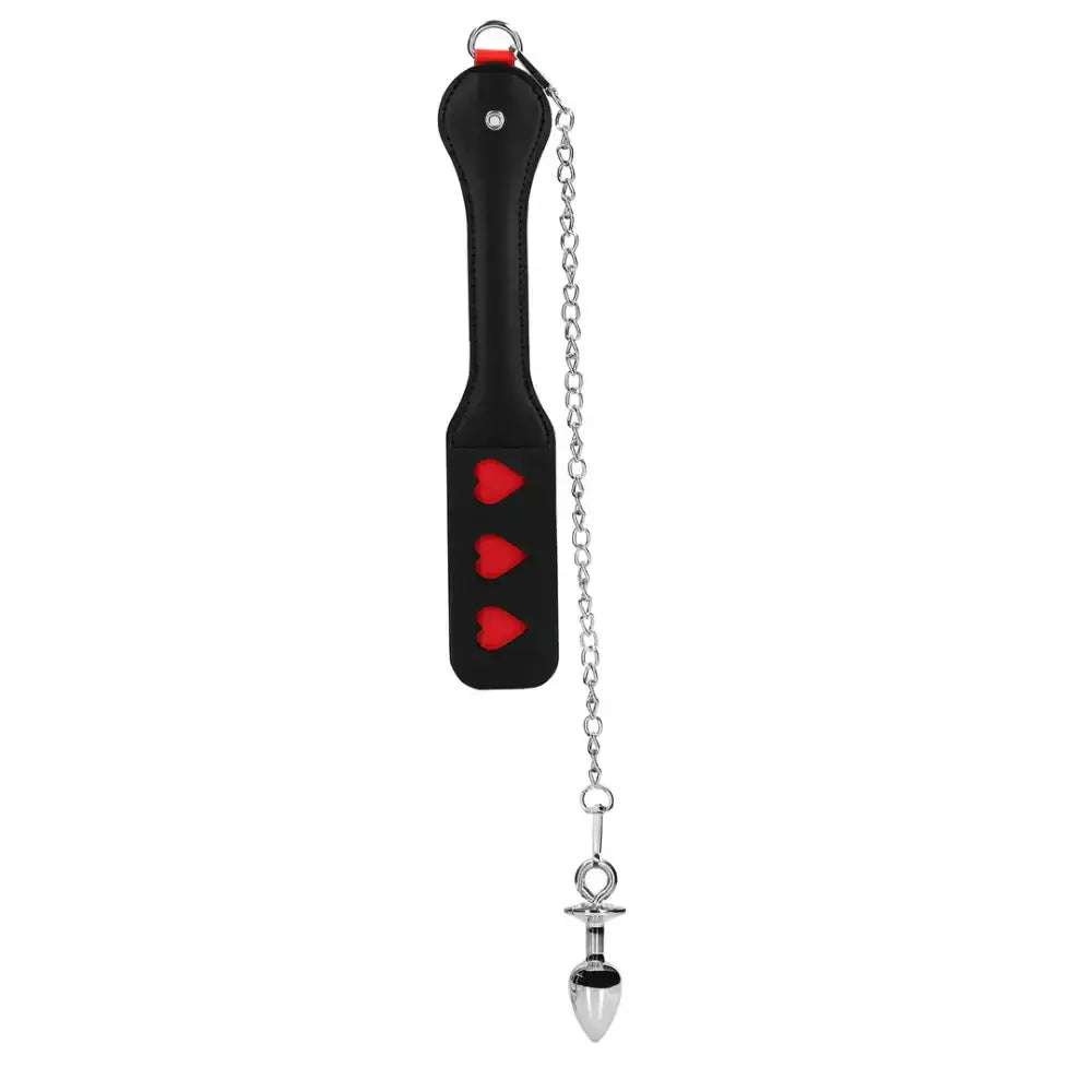SHOTS Ouch! Hearts Paddle with Metal Anal Plug safe metal and silicone combination for comfortable, controlled usage Singapore