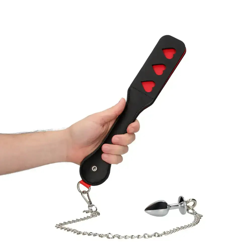 SHOTS Ouch! Hearts Paddle with Metal Anal Plug ideal for creative adult roleplay and adventurous couples Singapore
