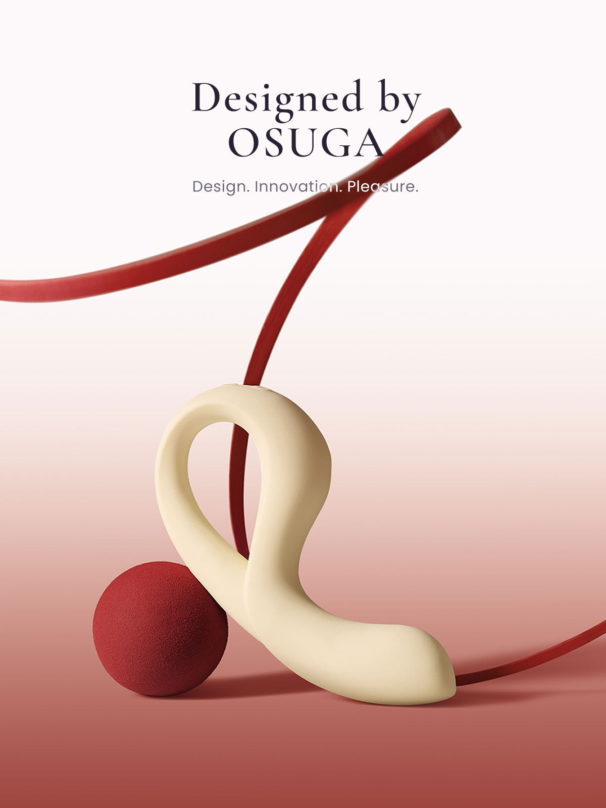 Rabbit Vibrator with red and beige design on a gradient background, featuring the brand 'OSUGA'.