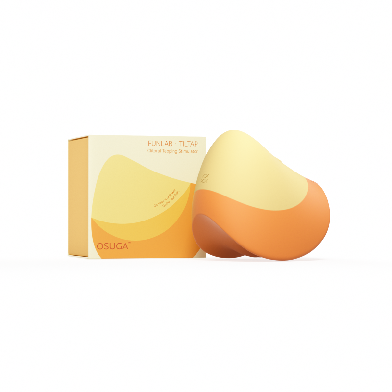 Front and side view of Osuga Tiltap ergonomic tapping vibrator