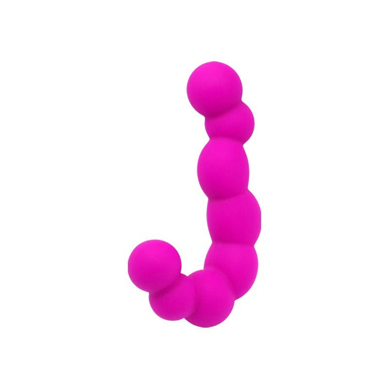 Magenta beaded anal with graduated bead sizes and curved handle