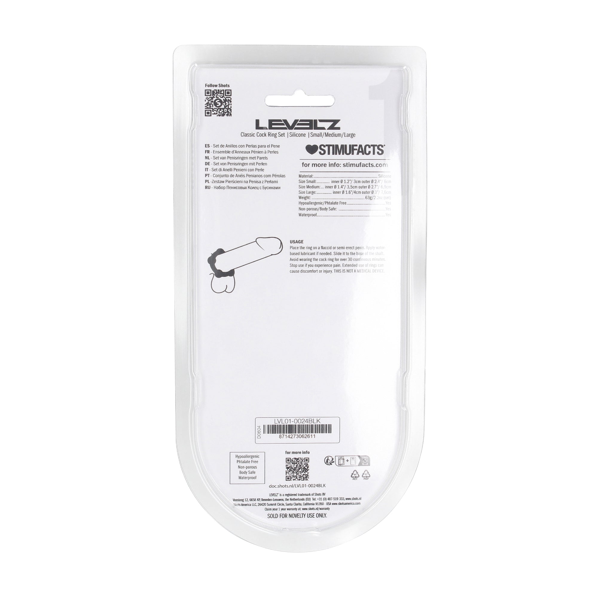 SHOTS LEVELZ Beaded Silicone Cock Ring Set - Black