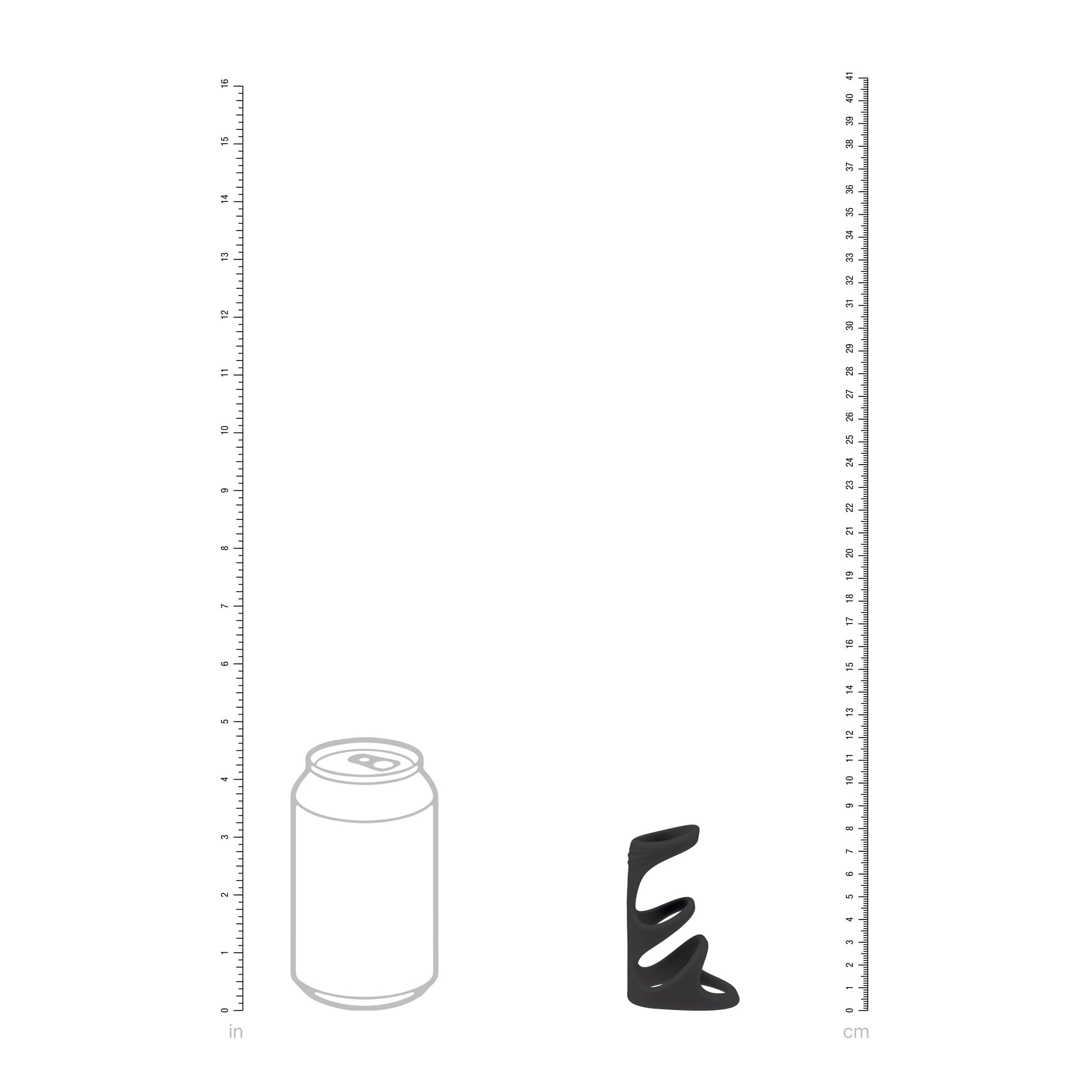 Measurement diagram for the LEVELZ 3-Loop Silicone Cock Ring displaying product dimensions.