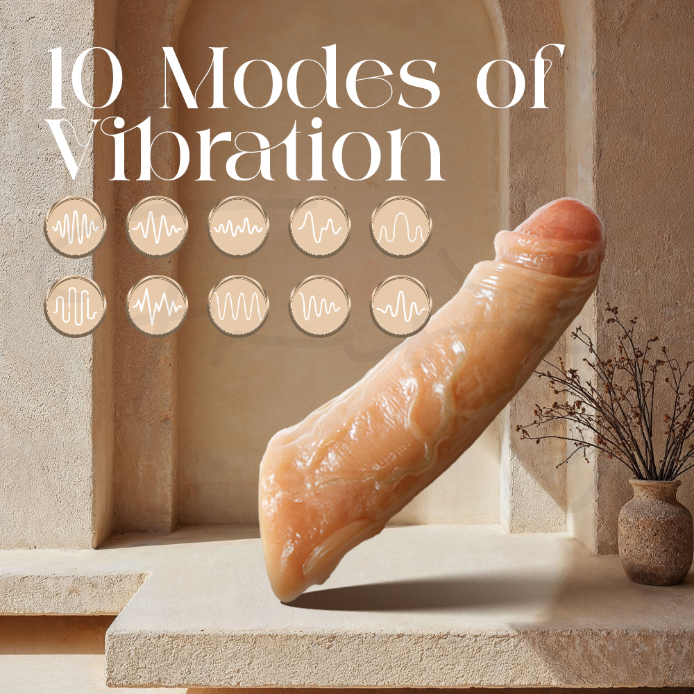 Ten vibration modes illustrated with wearable sleeve and control interface icons