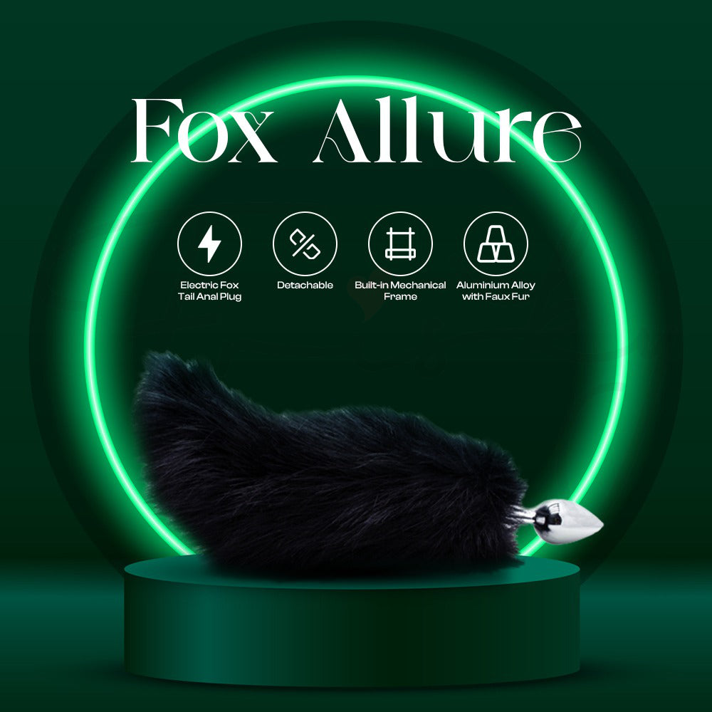Fox Allure product with green neon ring and features listed on a dark green background