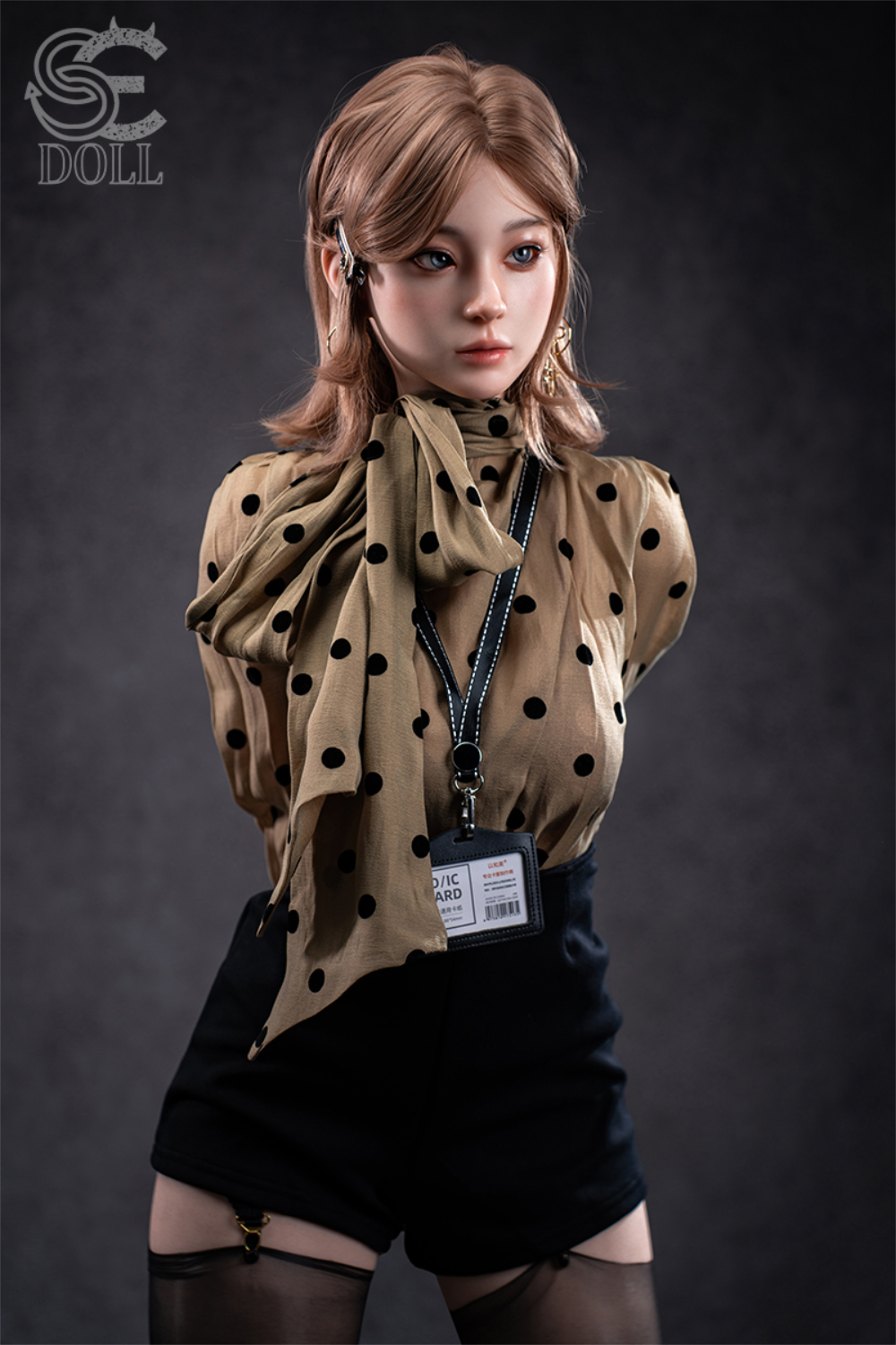 SEDOLL T153 cm A Aya Series Silicone - Miori.C  wearing a polka dot blouse and black shorts.