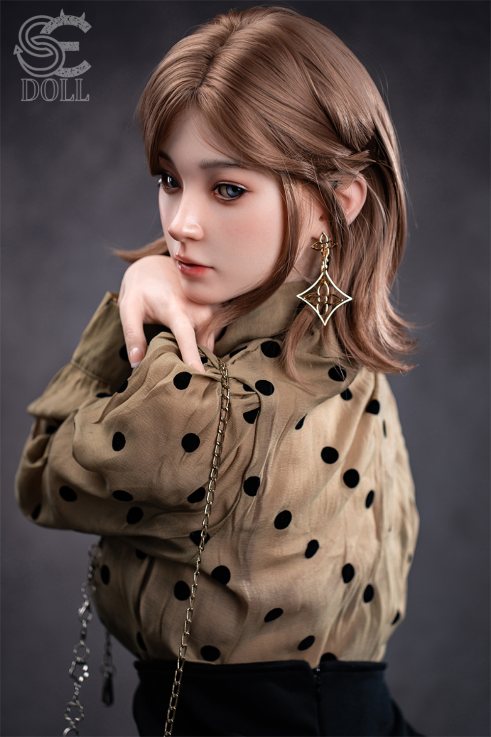 SEDOLL T153 cm A Aya Series Silicone - Miori.C wearing a brown polka dot blouse.