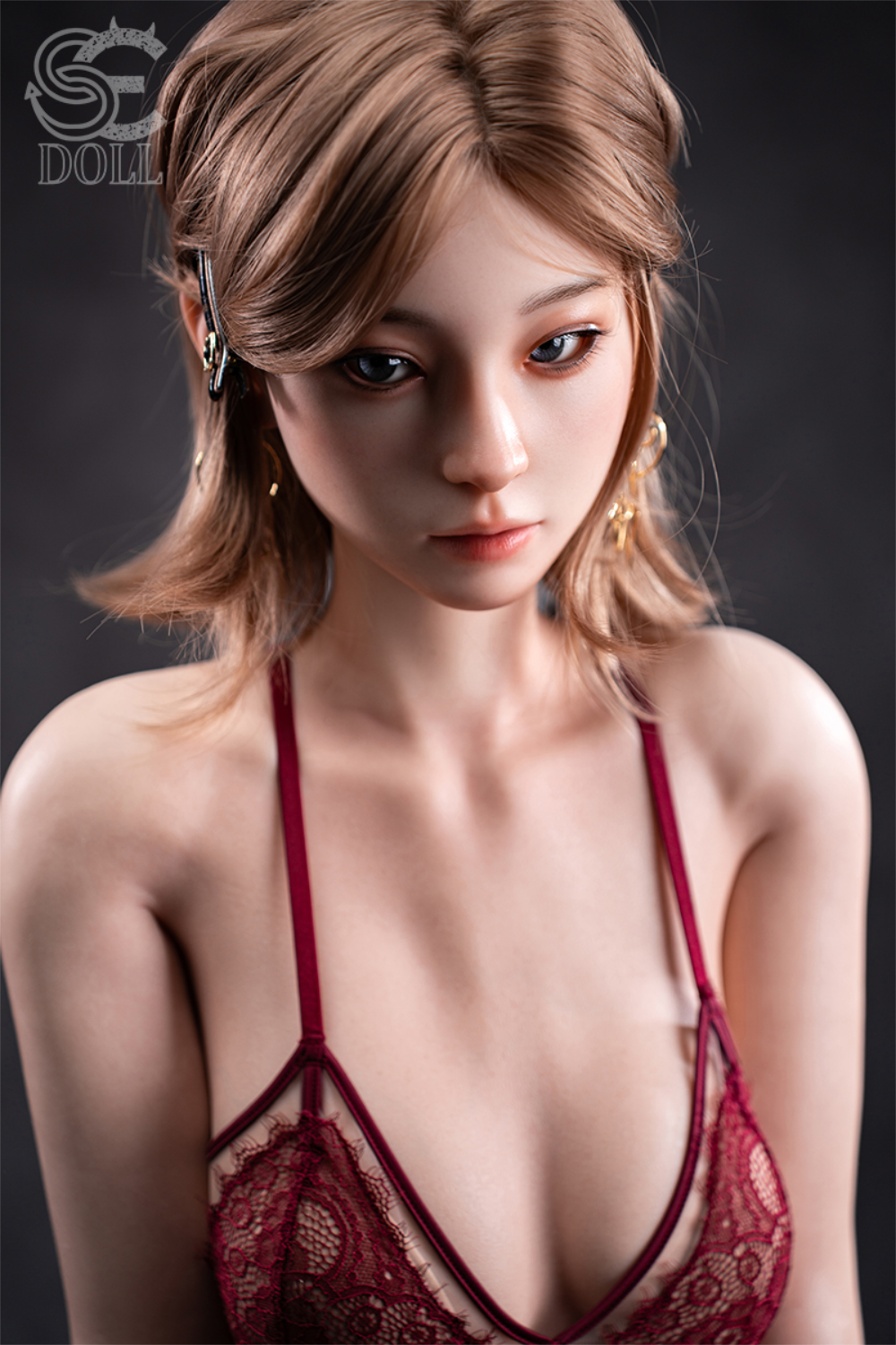 Realistic SEDOLL T153 cm A Aya Series Silicone - Miori.C with detailed hair and red lingerie.