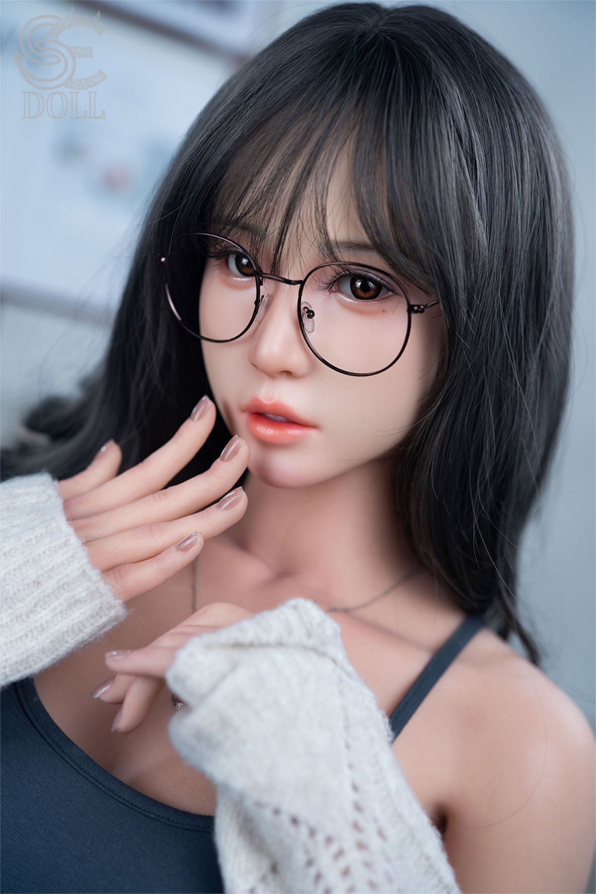 SEDOLL T160 cm C Aya Series Silicone - Sena.A with black hair and glasses, wearing a white sweater.