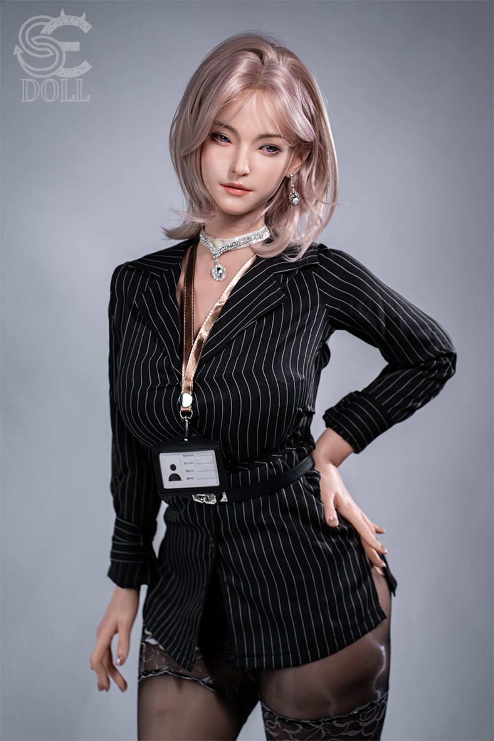 SEDOLL T160 cm C Aya Series Silicone - Shion.B standing while wearing office attire.