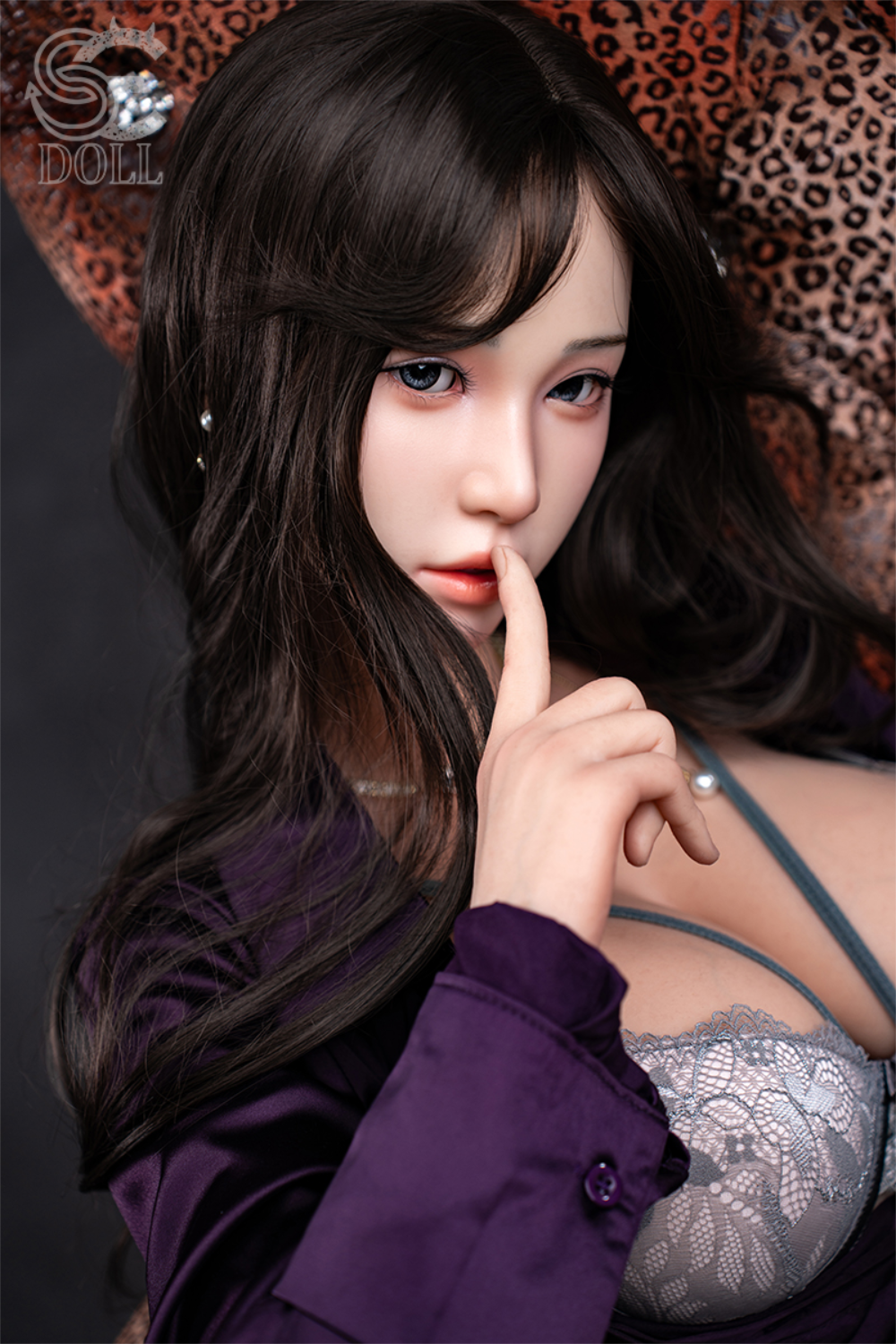 SEDOLL T161 cm C Aya Series Silicone - Sena.A wearing a purple outfit with lace details, holding their hand to their lips.