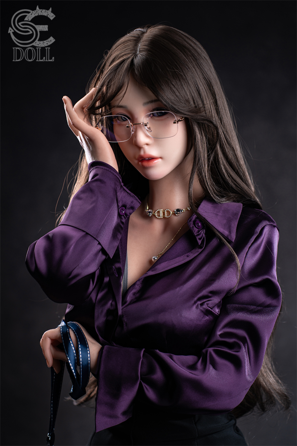 SEDOLL T161 cm C Aya Series Silicone - Sena.A wearing a purple shirt with a eyeglasses.