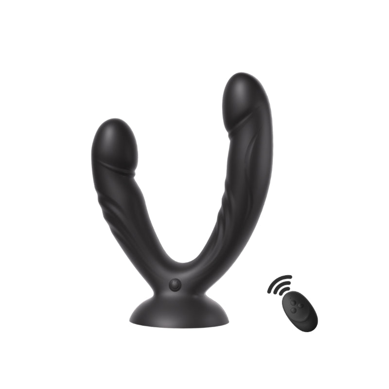 TwinTease - Dual Dildo Vibrator With Suction Cup and Remote Control, Female Rechargeable Sex Toys