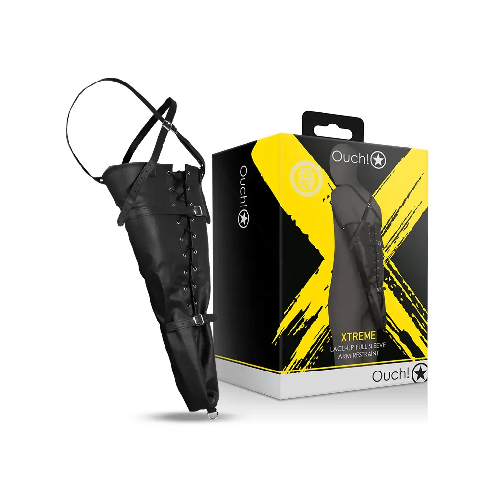 SHOTS Ouch! Lace-up Full Sleeve Arm Restraint adjustable full arm restraint for secure adult play Singapore
