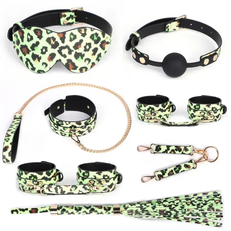 BDSM - 7 Pieces Luminous Leopard/Zebra Print Set - Frisky Business Adult Sex Toys Shop