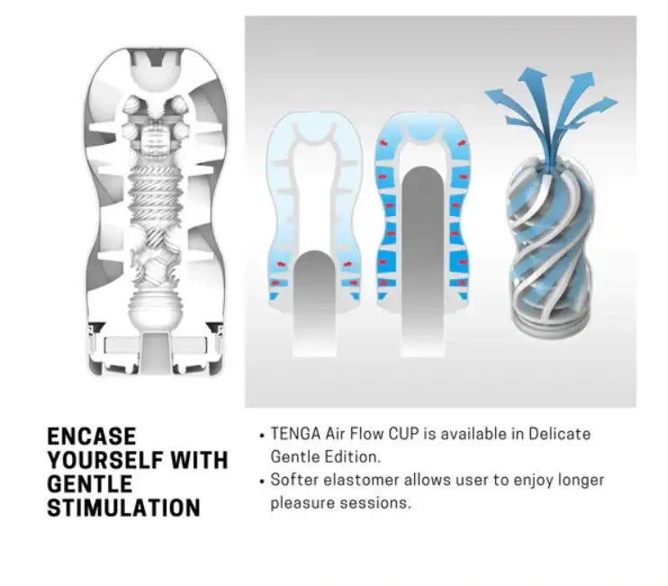 Tenga Air Flow Cup Masturbator Gentle White Lightweight Durable Material Comfortable Grip High Performance Singapore