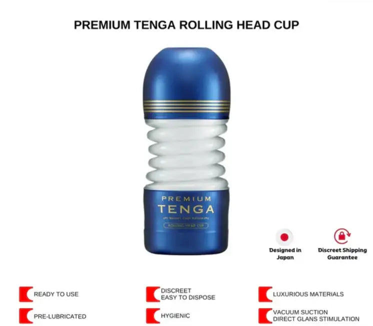 Tenga Premium Rolling Head Cup Masturbator Compact Sleek Design Convenient for Travel Durable Silicone Singapore