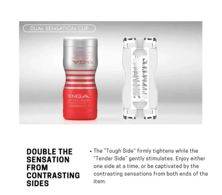Tenga Dual Sensation Cup Masturbator Standard Compact Sleek Design Convenient for Travel Durable Silicone Singapore