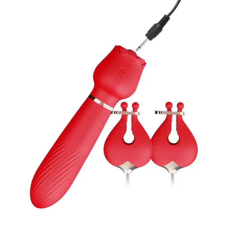 Pinnacle Trio Pleasure - G-spot Vibrator with Vibrating Nipple Clamps - Frisky Business Adult Sex Toys Shop